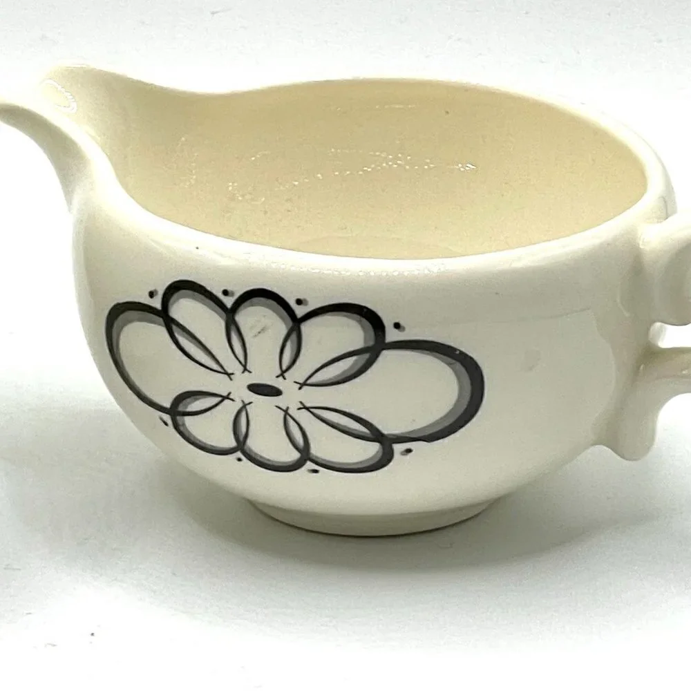 Vintage 1950s Creamer Covered Sugar Set Spencerian Scroll Taylor Smith Taylor